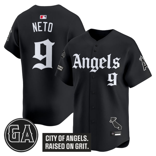 Men's Los Angeles Angels 'Garret Anderson Tribute Patch' Vapor Premier Limited Jersey - Gothic Edition - All Stitched