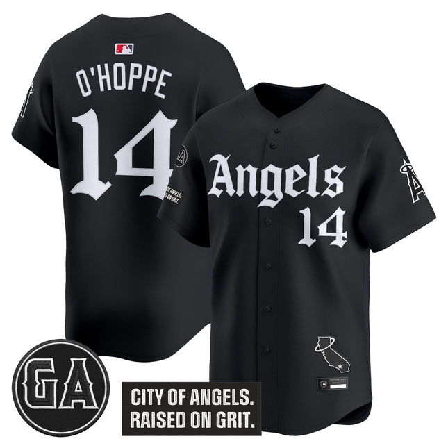 Men's Los Angeles Angels 'Garret Anderson Tribute Patch' Vapor Premier Limited Jersey - Gothic Edition - All Stitched