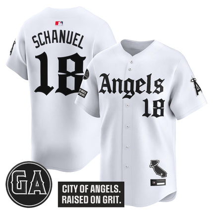 Men's Los Angeles Angels 'Garret Anderson Tribute Patch' Vapor Premier Limited Jersey - Gothic Edition - All Stitched