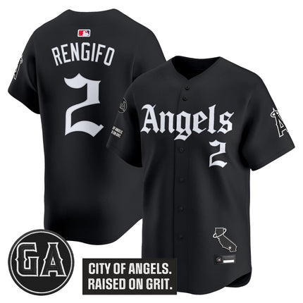 Men's Los Angeles Angels 'Garret Anderson Tribute Patch' Vapor Premier Limited Jersey - Gothic Edition - All Stitched