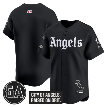Men's Los Angeles Angels 'Garret Anderson Tribute Patch' Vapor Premier Limited Jersey - Gothic Edition - All Stitched