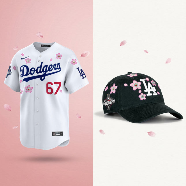 Men's Dodgers 2025 Champions Tokyo Series Bundle – Jersey & Strapback Hat - Stitched