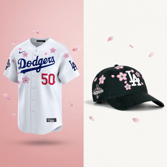 Men's Dodgers 2025 Champions Tokyo Series Bundle – Jersey & Strapback Hat - Stitched