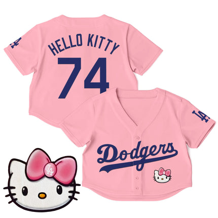 Women's Dodgers Hello Kitty Crop Top Baseball Jersey – All Stitched