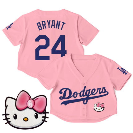Women's Dodgers Hello Kitty Crop Top Baseball Jersey – All Stitched