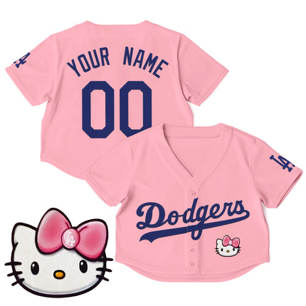 Women's Dodgers Hello Kitty Custom Crop Top Baseball Jersey – All Stitched