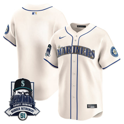 Men's Seattle Mariners Hall-of-Famer Randy Johnson Patch Vapor Premier Limited Jersey - All Stitched