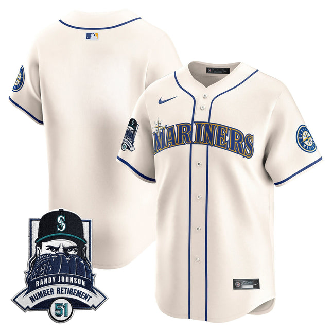 Men's Seattle Mariners Hall-of-Famer Randy Johnson Patch Vapor Premier Limited Jersey - All Stitched