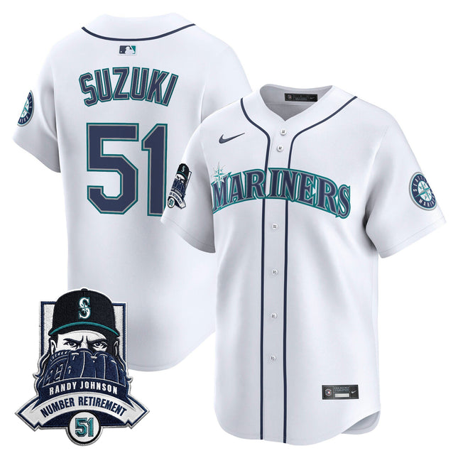 Men's Seattle Mariners Hall-of-Famer Randy Johnson Patch Vapor Premier Limited Jersey - All Stitched