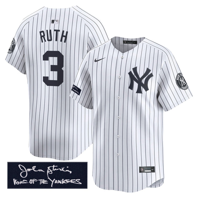 Men's Yankees John Sterling "The Voice of the Yankees" Tribute Patch Vapor Premier Limited Jersey - All Stitched