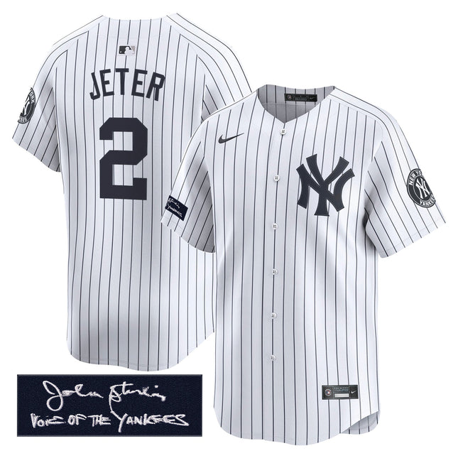 Men's Yankees John Sterling "The Voice of the Yankees" Tribute Patch Vapor Premier Limited Jersey - All Stitched