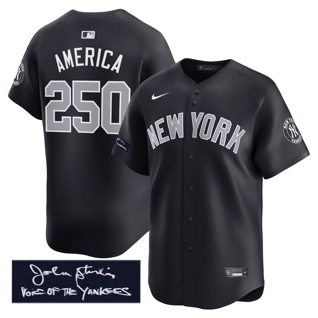 Men's Yankees John Sterling "The Voice of the Yankees" Tribute Patch Vapor Premier Limited Jersey - All Stitched