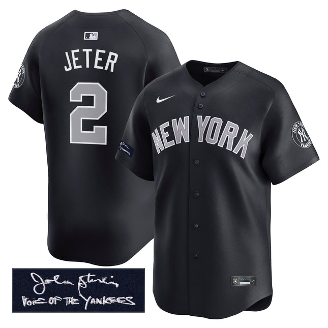 Men's Yankees John Sterling "The Voice of the Yankees" Tribute Patch Vapor Premier Limited Jersey - All Stitched