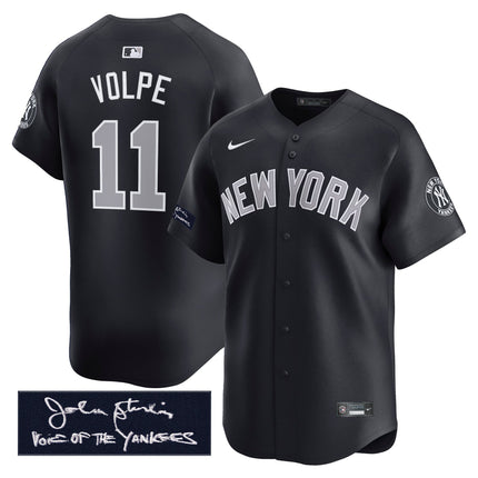 Men's Yankees John Sterling "The Voice of the Yankees" Tribute Patch Vapor Premier Limited Jersey - All Stitched