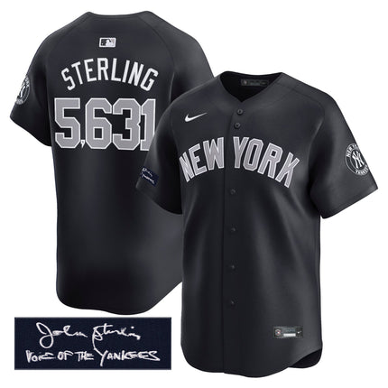 Men's Yankees John Sterling "The Voice of the Yankees" Tribute Patch Vapor Premier Limited Jersey - All Stitched