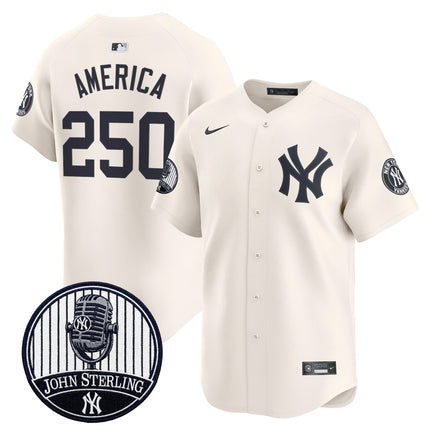 Men's Yankees John Sterling "The Voice of the Yankees" Tribute Patch Vapor Premier Limited Jersey V2 - All Stitched