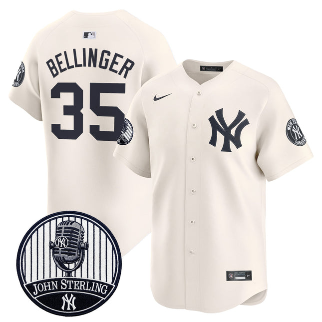 Men's Yankees John Sterling "The Voice of the Yankees" Tribute Patch Vapor Premier Limited Jersey V2 - All Stitched