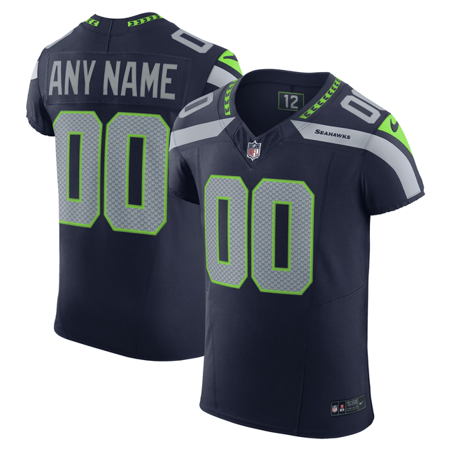 Navy Seattle Seahawks Vapor F.U.S.E. Elite Custom Jersey – All Stitched
