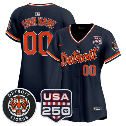 Detroit Tigers 2026 Alternate Vapor Premier Limited Custom Jersey - 250America Patch - All Stitched