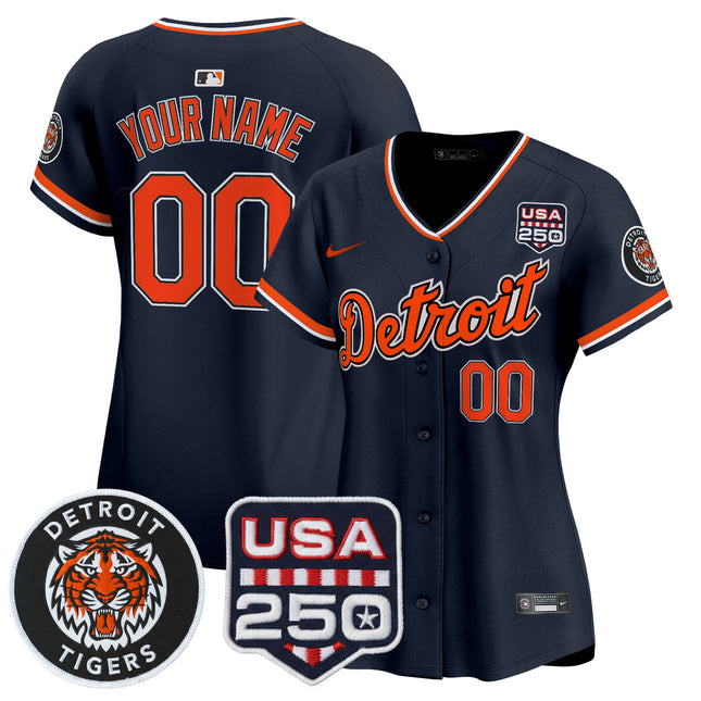 Detroit Tigers 2026 Alternate Vapor Premier Limited Custom Jersey - 250America Patch - All Stitched