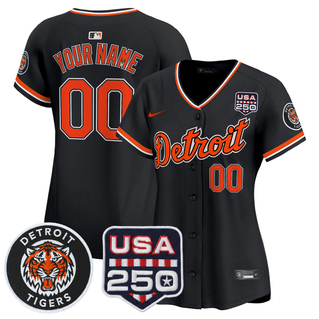 Detroit Tigers 2026 Alternate Vapor Premier Limited Custom Jersey - 250America Patch - All Stitched