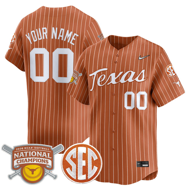 Texas Longhorns 2026 Softball National Champions Vapor Premier Limited Custom Jersey - All Stitched
