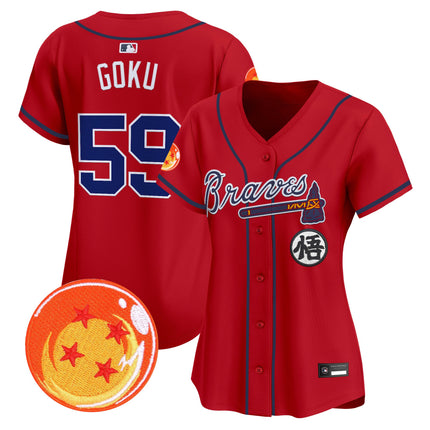Women's Atlanta Braves x Dragon Ball Vapor Premier Limited Jersey - All Stitched