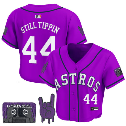 Women's Houston Astros DJ Screw Patch Crop top Baseball Jersey - All Stitched