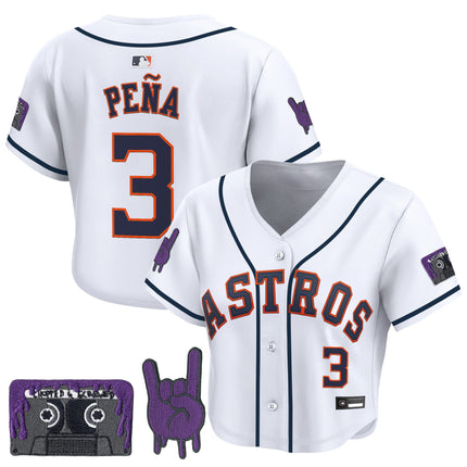 Women's Houston Astros DJ Screw Patch Crop top Baseball Jersey - All Stitched