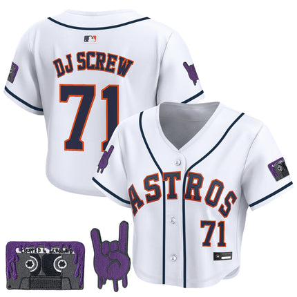 Women's Houston Astros DJ Screw Patch Crop top Baseball Jersey - All Stitched