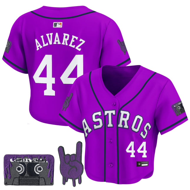 Women's Houston Astros DJ Screw Patch Crop top Baseball Jersey - All Stitched