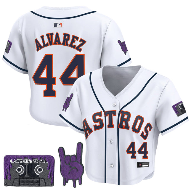 Women's Houston Astros DJ Screw Patch Crop top Baseball Jersey - All Stitched
