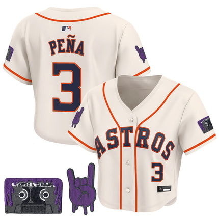 Women's Houston Astros DJ Screw Patch Crop top Baseball Jersey - All Stitched