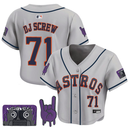 Women's Houston Astros DJ Screw Patch Crop top Baseball Jersey - All Stitched