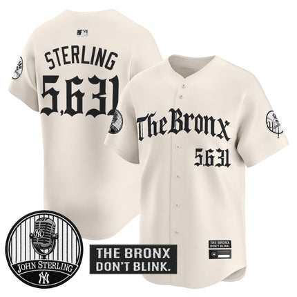 Men's Yankees "The Bronx Gothic" Vapor Premier Limited Jersey - John Sterling Patch - All Stitched