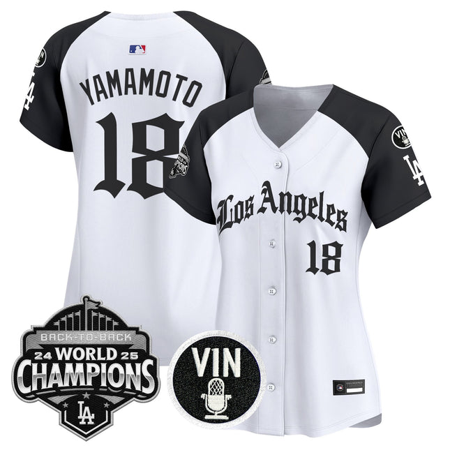 Women's Dodgers 2025 Back-To-Back Champions Vapor Premier Limited Jersey - LA Gothic Edition - All Stitched