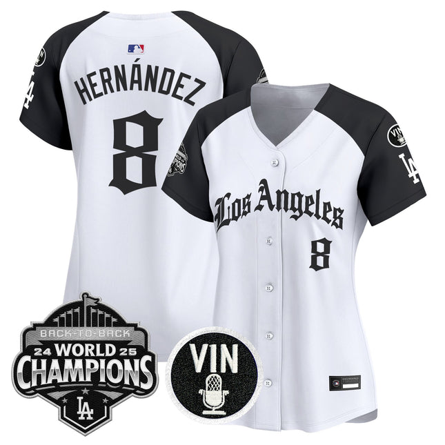 Women's Dodgers 2025 Back-To-Back Champions Vapor Premier Limited Jersey - LA Gothic Edition - All Stitched