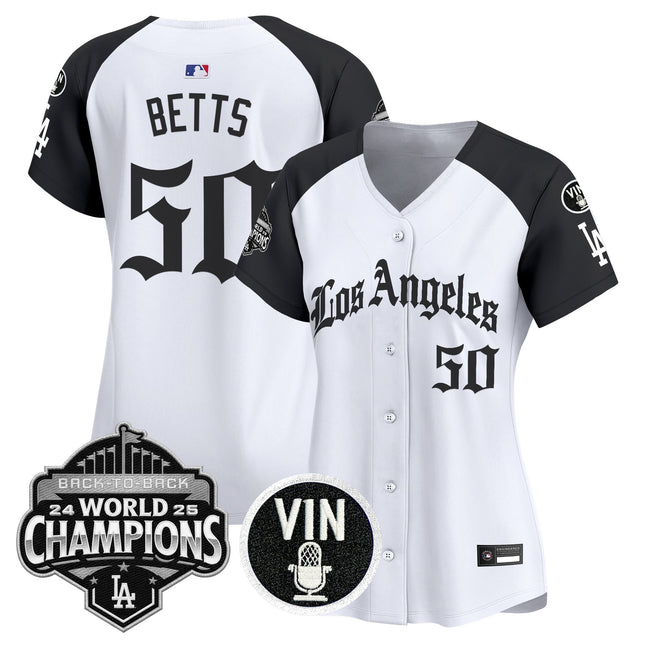 Women's Dodgers 2025 Back-To-Back Champions Vapor Premier Limited Jersey - LA Gothic Edition - All Stitched