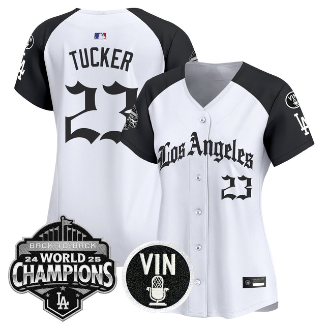 Women's Dodgers 2025 Back-To-Back Champions Vapor Premier Limited Jersey - LA Gothic Edition - All Stitched