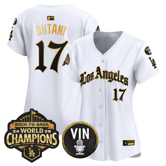 Women's Dodgers 2025 Back-To-Back Champions Vapor Premier Limited Jersey - LA Gothic Edition - All Stitched
