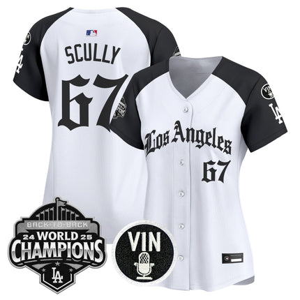 Women's Dodgers 2025 Back-To-Back Champions Vapor Premier Limited Jersey - LA Gothic Edition - All Stitched