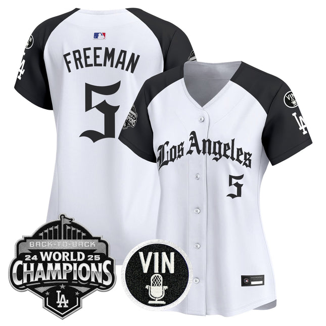 Women's Dodgers 2025 Back-To-Back Champions Vapor Premier Limited Jersey - LA Gothic Edition - All Stitched