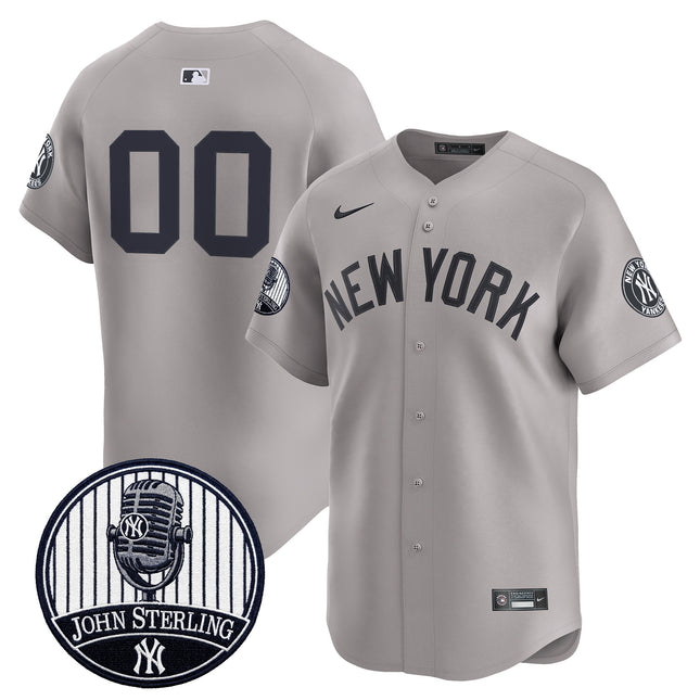 Yankees John Sterling "The Voice of the Yankees" Tribute Patch Vapor Premier Limited Custom Jersey V3 - All Stitched