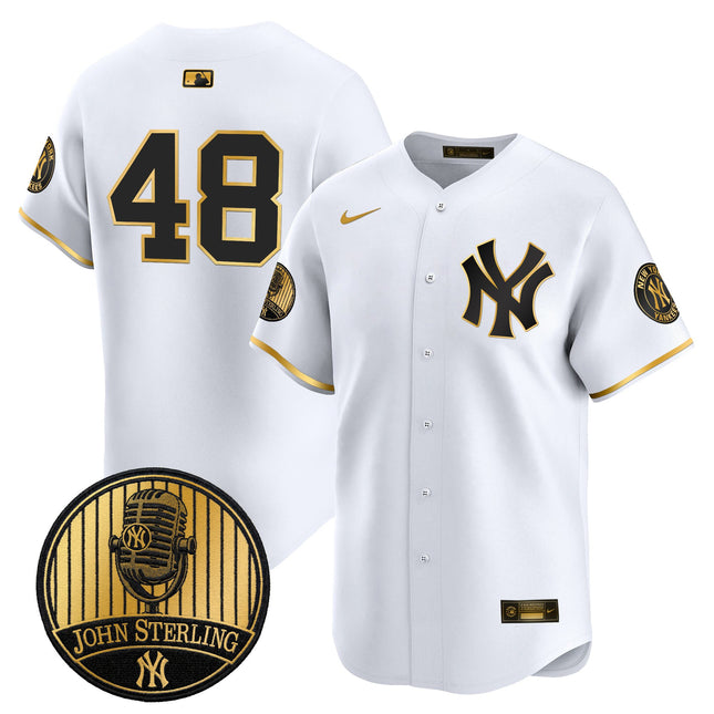 Men's Yankees John Sterling "The Voice of the Yankees" Tribute Patch Vapor Premier Limited Jersey V3 - All Stitched