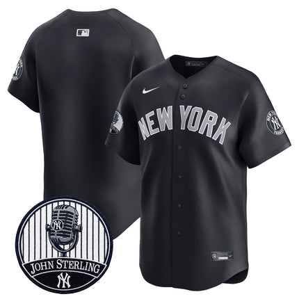 Men's Yankees John Sterling "The Voice of the Yankees" Tribute Patch Vapor Premier Limited Jersey V3 - All Stitched