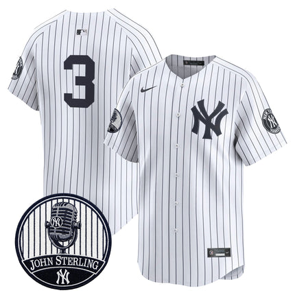 Men's Yankees John Sterling "The Voice of the Yankees" Tribute Patch Vapor Premier Limited Jersey V3 - All Stitched