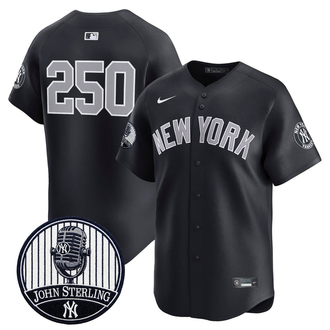Men's Yankees John Sterling "The Voice of the Yankees" Tribute Patch Vapor Premier Limited Jersey V3 - All Stitched