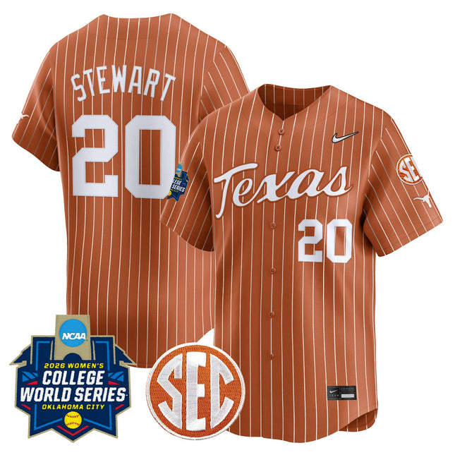 Men's size - Texas Longhorns Softball 2026 World Series (WCWS) Vapor Premier Limited Jersey - All Stitched