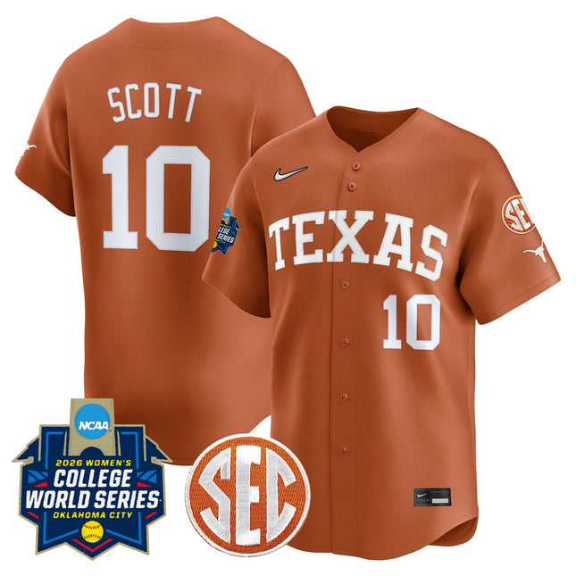 Men's size - Texas Longhorns Softball 2026 World Series (WCWS) Vapor Premier Limited Jersey - All Stitched