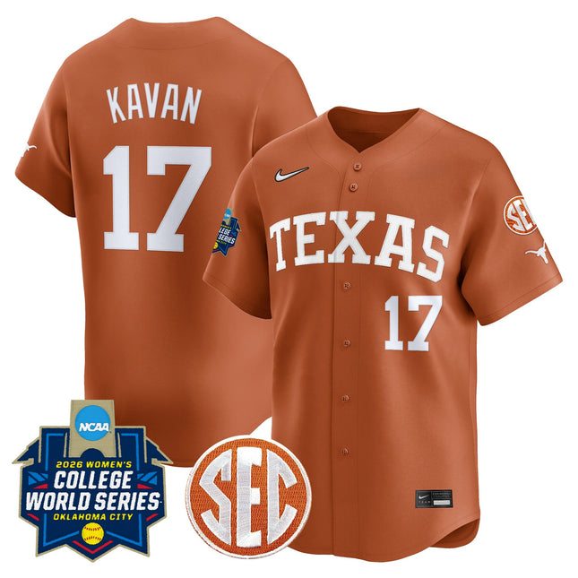 Men's size - Texas Longhorns Softball 2026 World Series (WCWS) Vapor Premier Limited Jersey - All Stitched